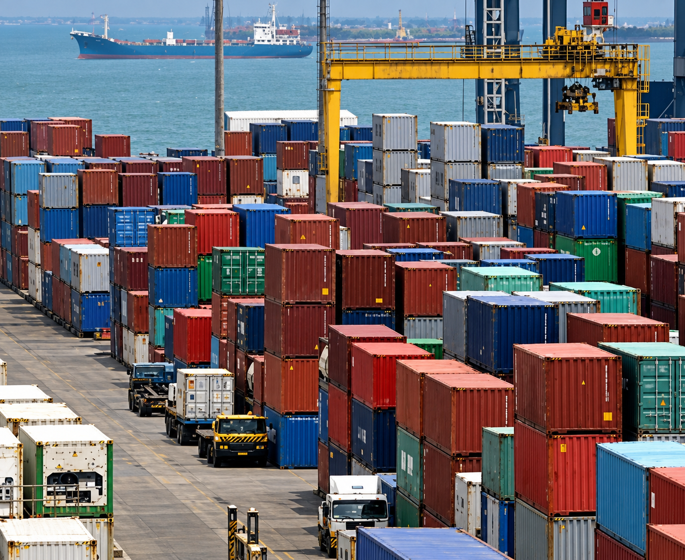 Cargo containers at a shipping port